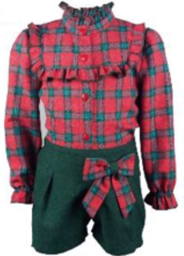 ALBER CONJUNTO NIÑA CAMISA Y PANTALON CUADROS