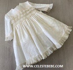 VESTIDO NIÑA ORGANZA GASA Y TULL CRUDO