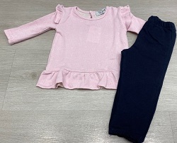 CONJUNTO NIÑA PANTALON Y SUDADERA VOLANTES ROSA