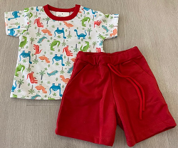 CONJUNTO BEBE NIÑO DINO ROJO