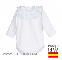 BODY MANGA LARGA CUELLO TOPITOS CELESTE