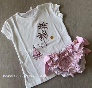 CONJUNTO BAÑO BB NIÑA PALMERAS ROSA