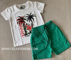 CONJUNTO NIÑO 2P PALMERAS VERDE