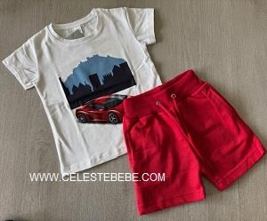 CONJUNTO NIÑO 2P COCHE ROJO Y AZUL