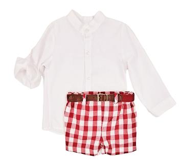 CONJUNTO NIÑO 3P CUADROS ROJOS