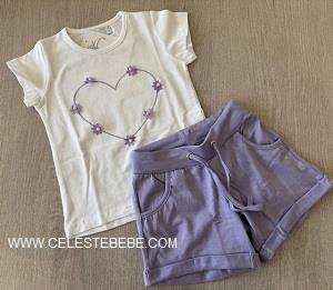 CONJUNTO 2P NIÑA FLORECILLAS LILA