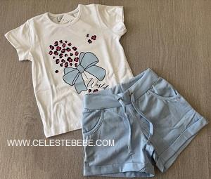 CONJUNTO 2P NIÑA LAZO CELESTE