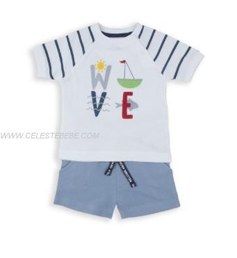 CONJUNTO 2P NIÑO RAYAS CELESTE 
